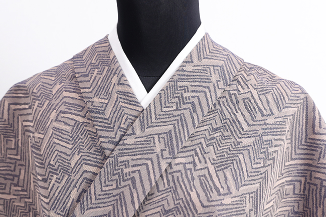 米沢木綿 木綿着物  紋KIPPE(きっぺ) めんこっとん ジグザグ モカ ◆男女兼用◆