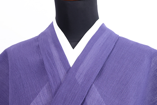本麻 夏着物 小千谷ちぢみ 吉新織物 楊柳  紫