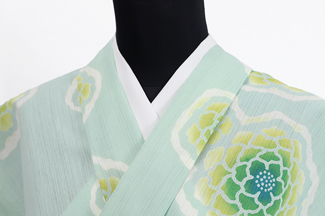 浜松注染 浴衣(ゆかた) 注染 葉牡丹 薄緑×黄緑