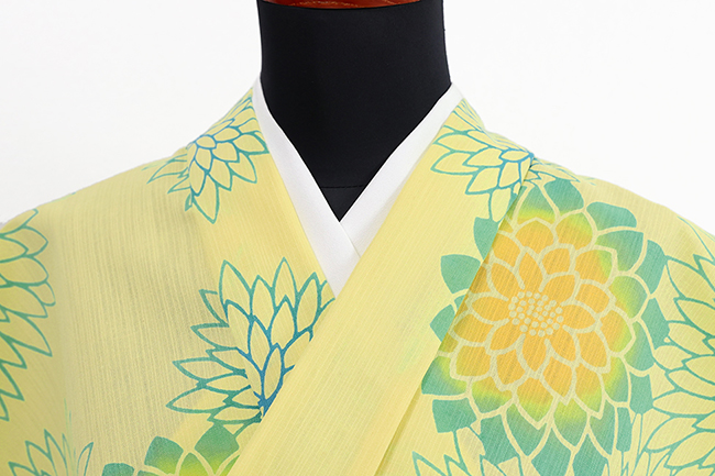 浜松注染 浴衣(ゆかた) 注染 菊 黄色×青緑
