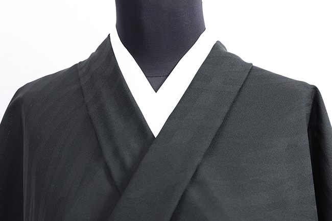 ワタマサ 洗える正絹 紗 【夏お召し】 ジャングル 02 黒