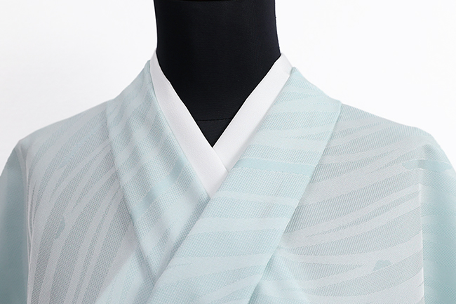 ワタマサ 洗える正絹 紗 【夏お召し】 ジャングル 13 水色