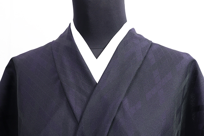 ワタマサ 洗える正絹 紗 【夏お召し】 ダイヤ 濃紺