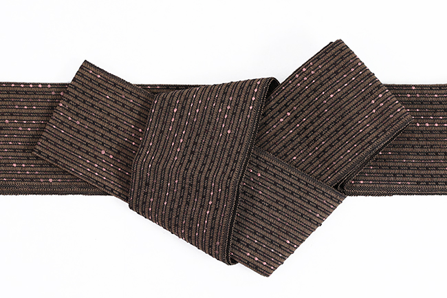 米沢織 近賢織物 角帯 流星 茶色