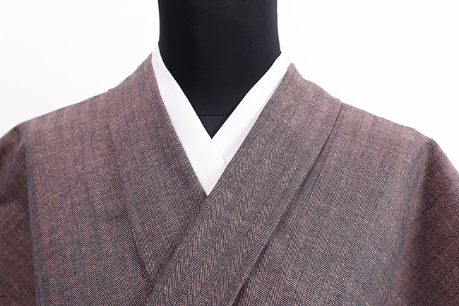 片貝木綿 木綿着物 紺仁工房 杉綾 デニム 茶