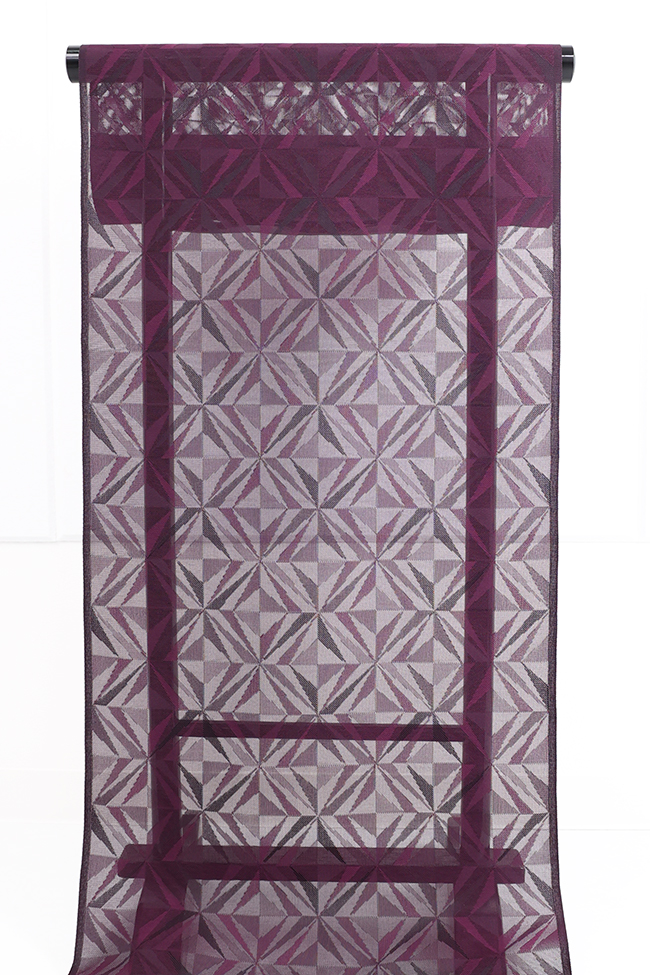 正絹 紋紗 着物 羽織  幾何学  赤紫