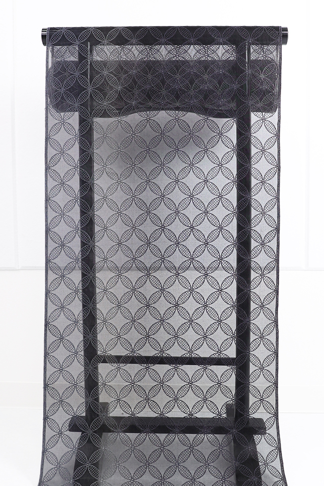 刺繍 シルクオーガンジー レース 羽織  七宝 灰色