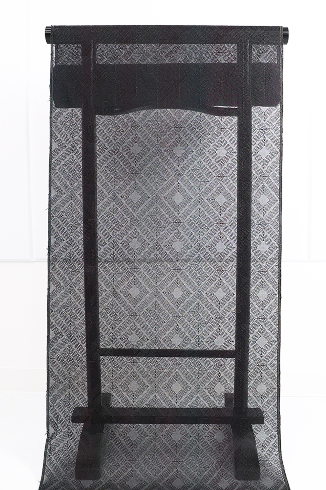 刺繍 シルクオーガンジー レース 羽織  菱形 黒×マルチカラー