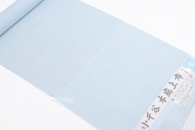 小千谷 吉新織物 本麻長襦袢 麻100％ キングサイズ 100番手 広幅 男女兼用 ブルー109