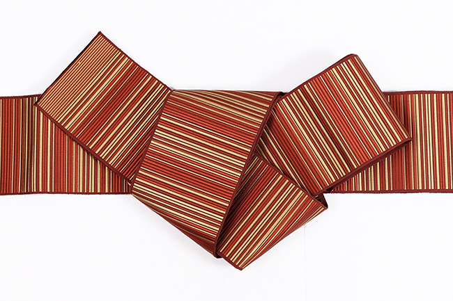 博多織 正絹 角帯 縞 赤×金