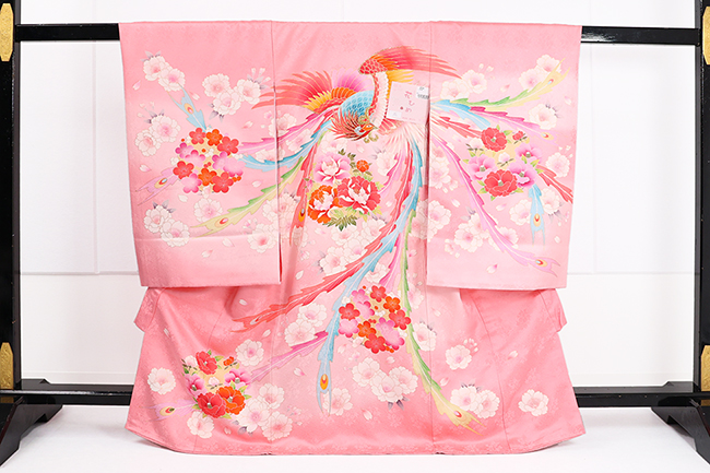 女児着物 お宮参り祝い着 産着 ピンク 友禅柄刺繍入 のしめ初着