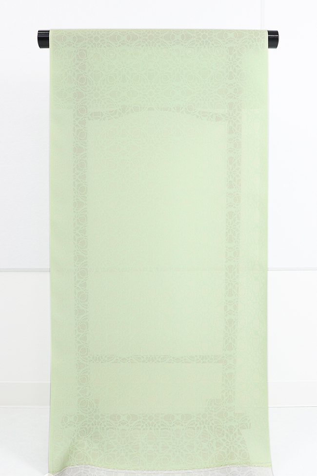 召しませ花 正絹 紋紗 着物 羽織  モザイクタイル 黄緑