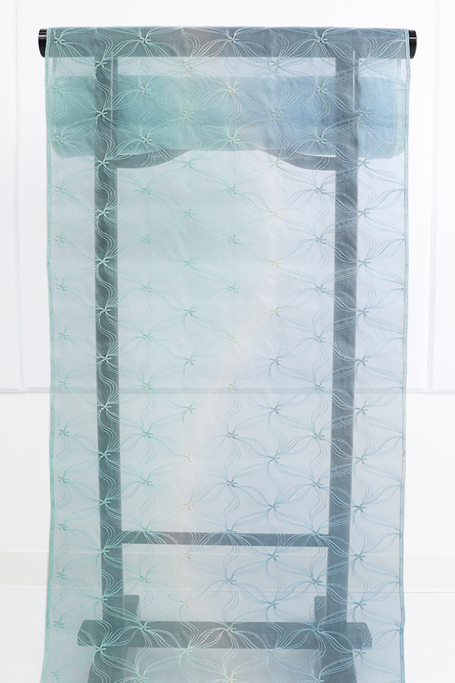 シルクオーガンジー レース 羽織  刺繍 花 水色