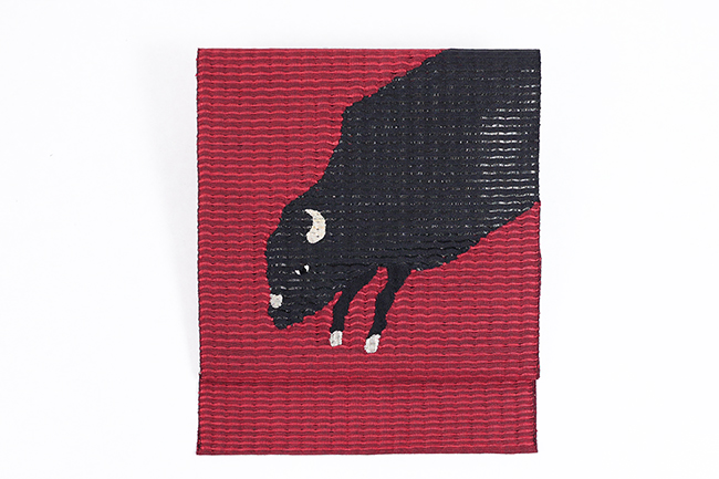 【価格はお問い合わせください】誉田屋源兵衛 紙布 八寸名古屋帯 闘牛 赤×黒