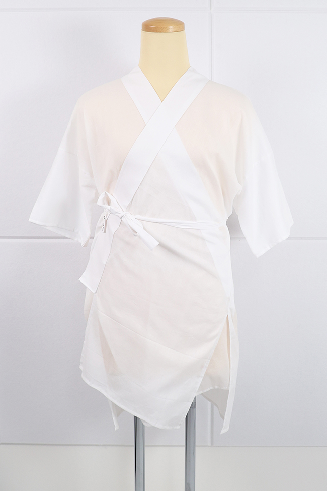 ゆかたスリップ えり乙女 衿付楊柳地 半袖 もも丈 ゆかたや普段着に！