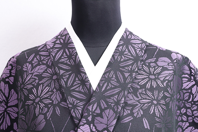 小室庵 正絹 お召し ステンドグラス 紫