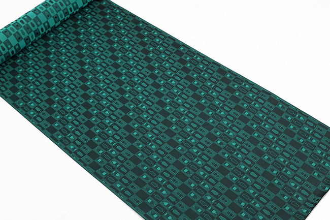 正絹 長襦袢 広幅 男女兼用 ワイン柄 青緑