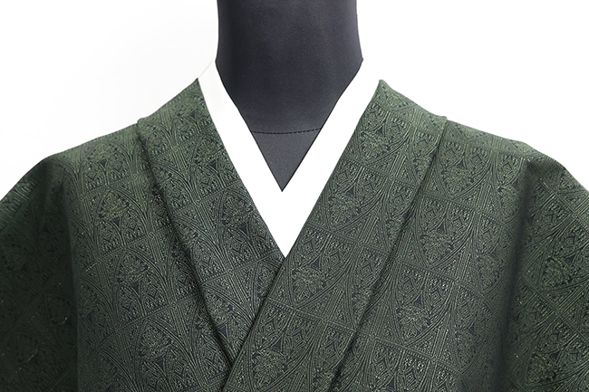 Kimono Factory nono 木綿着物 GRITTER （グリッター） 尖塔 黒×緑