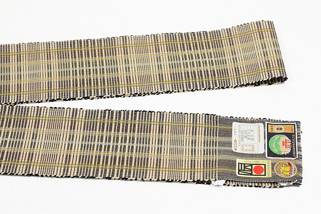 沖縄 伝統的工芸品 首里花織 木綿 角帯 生成り×黒