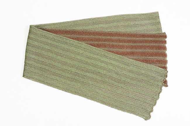 【受注商品】あづまやオリジナル コウジュササキ シルクニット帯揚げ オリーブ×ブラウン