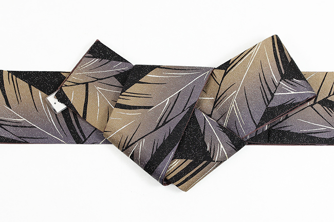 小室庵 正絹 角帯 芭蕉 黒×茶