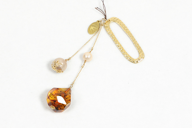 つばめボビン 根付 琥珀 パール