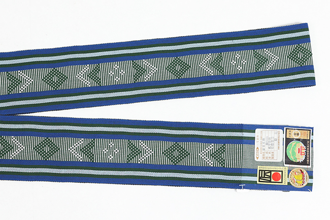 沖縄 伝統的工芸品 首里花織 木綿 角帯 紺×緑