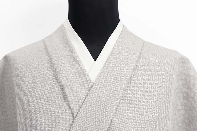 ワタマサ 洗える正絹 【お召し】アラ・エル 組若松 薄灰