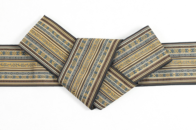 博多織 西村織物 正絹 角帯 更紗 黒