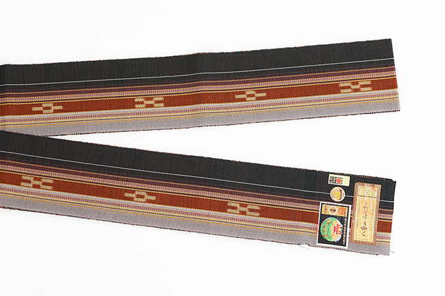 沖縄 伝統的工芸品 八重山ミンサー 木綿 角帯 焦茶×茶