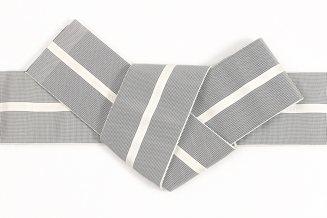 博多織 西村織物 正絹 角帯 悦  ヤスラ献上 白