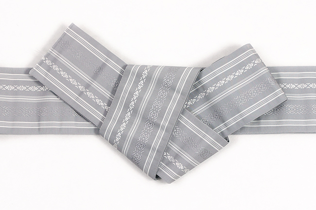 博多織 西村織物 正絹 角帯 上献上 灰色