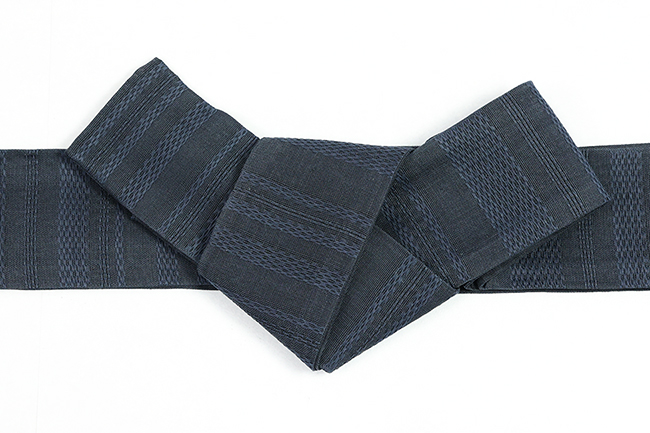 本麻 角帯 両面 夏帯 やたら縞 紺