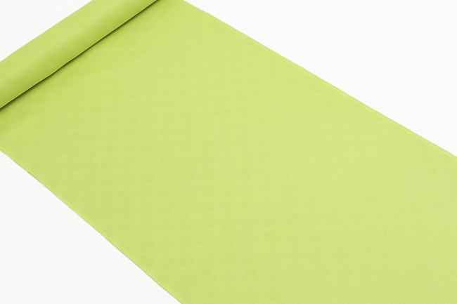 近江 本麻長襦袢 麻100％ メッシュ 市松模様 広幅 男女兼用 黄緑