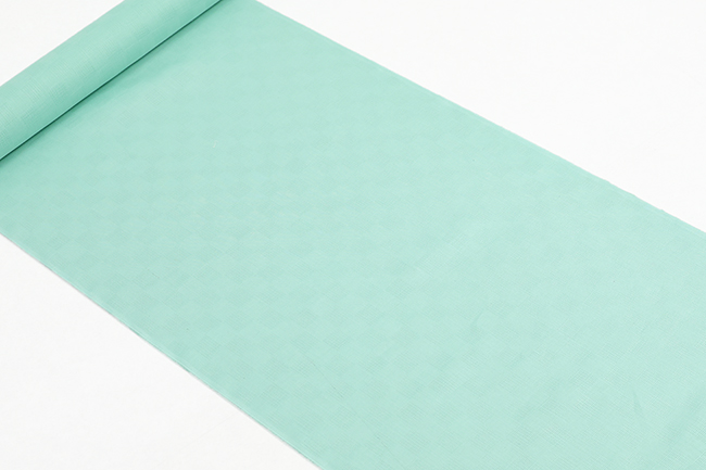 近江 本麻長襦袢 麻100％ メッシュ 市松模様 広幅 男女兼用 薄青緑