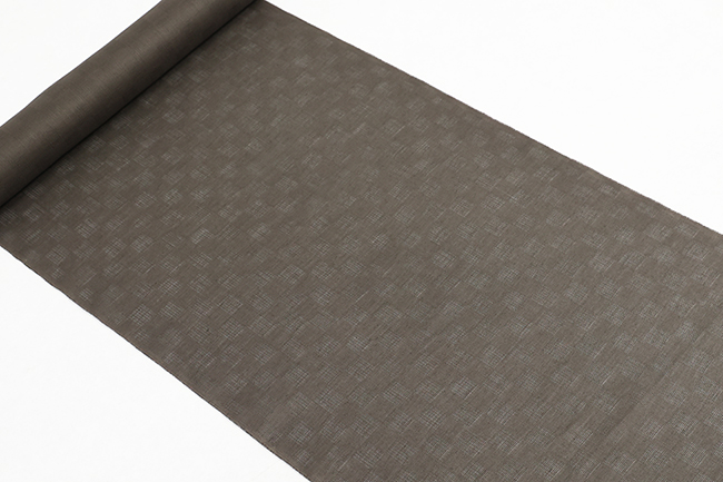 近江 本麻長襦袢 麻100％ メッシュ 市松模様 広幅 男女兼用 焦茶