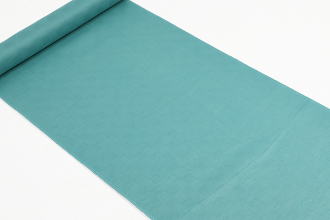 近江 本麻長襦袢 麻100％ メッシュ 市松模様 広幅 男女兼用 青緑