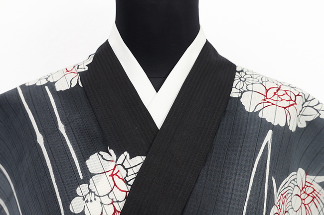 井登美 itomi 浴衣(ゆかた) 優華壇 綿麻 華鞠 たてぼかし縞 黒×灰色 ◆男女兼用◆