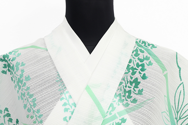 竺仙(ちくせん) 浴衣（ゆかた） 綿 藤 白×薄緑