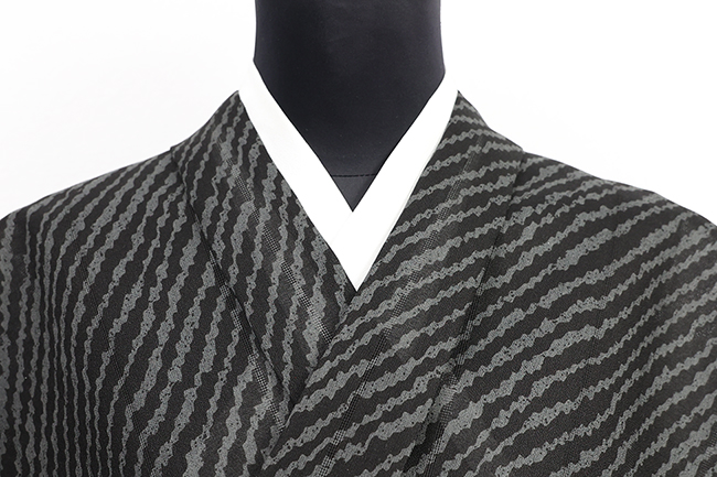 STUDIO by D'URBAN 浴衣(ゆかた) 綿 ギザ斜線 黒×灰