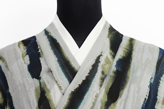 STUDIO by D'URBAN 浴衣(ゆかた) 綿 にじみ 灰色×深緑×紺