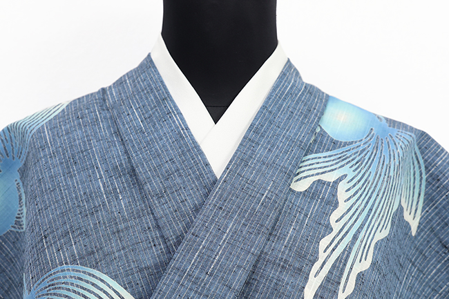 竺仙(ちくせん) 浴衣（ゆかた） 綿 金魚 青