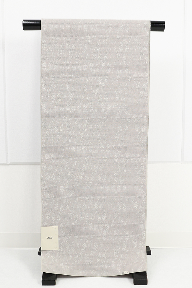 OLN ひとえ八寸帯（兵児帯） hecco flowing leaves グレージュ