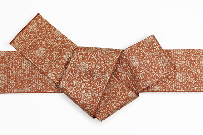 博多織 西村織物 正絹 角帯 織更紗 華皿 赤茶