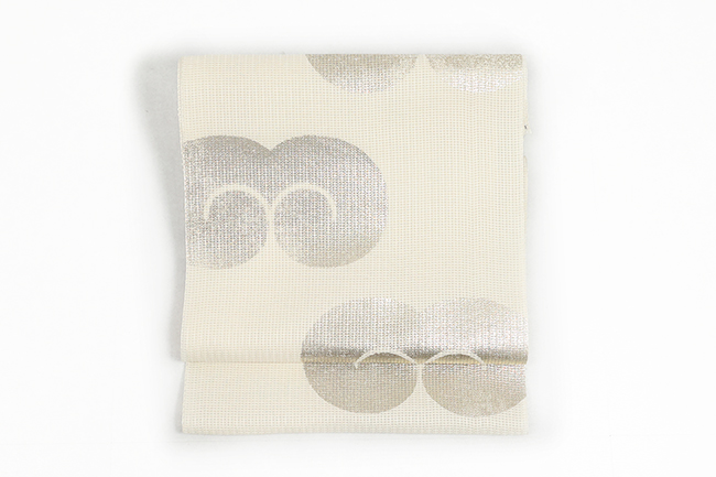 誉田屋源兵衛 正絹 九寸名古屋帯 夏帯 浮雲 生成/金