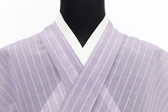 超長綿 浴衣(ゆかた) 木綿着物 超長繊維綿 鮫小紋柄 縞 紫