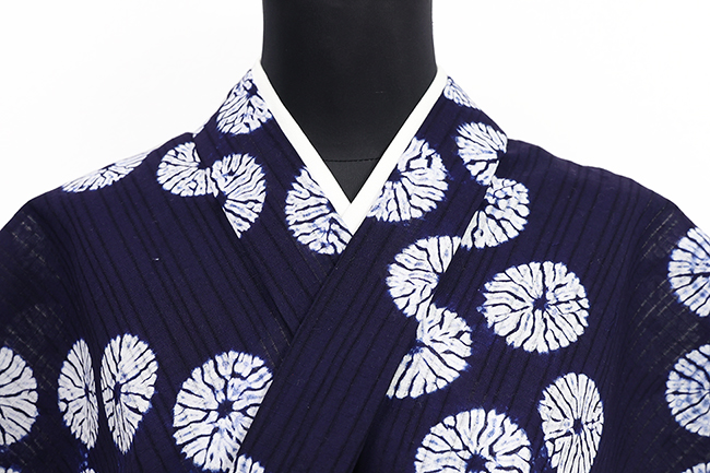 伝統的工芸品 有松鳴海絞 絞り染め 浴衣（ゆかた） 綿 唐松絞り 紺