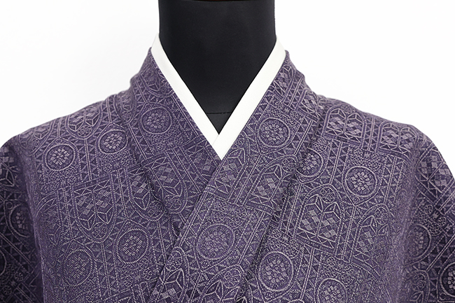 正絹 お召し 丹後ちりめん 広幅 モロッコ 紫
