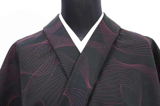 Kimono Factory nono 木綿着物 GRITTER （グリッター） オーダー仕立て付き ユラギ 黒×紫