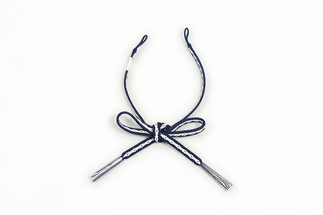女性用羽織紐 正絹 組紐 紺×白